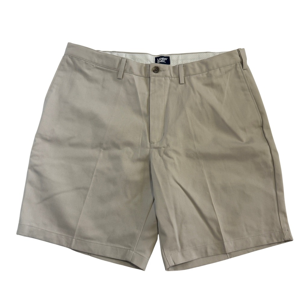 Lands End Mens Traditional Fit Chino Shorts Khaki 100% Cotton Size 40 300889